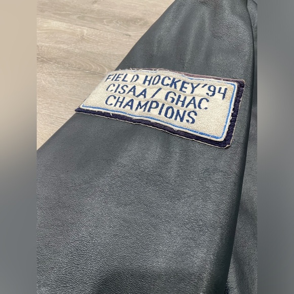 🌿 SOLD 🌿 Vintage 100% Genuine Leather Men’s Vasity/Bomber Jacket size XL - Picture 4 of 9